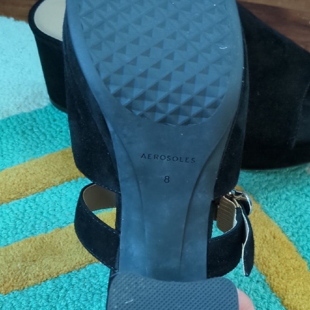 AEROSOLES Black Mules with Chunky Block Heel - Picture 3 of 3
